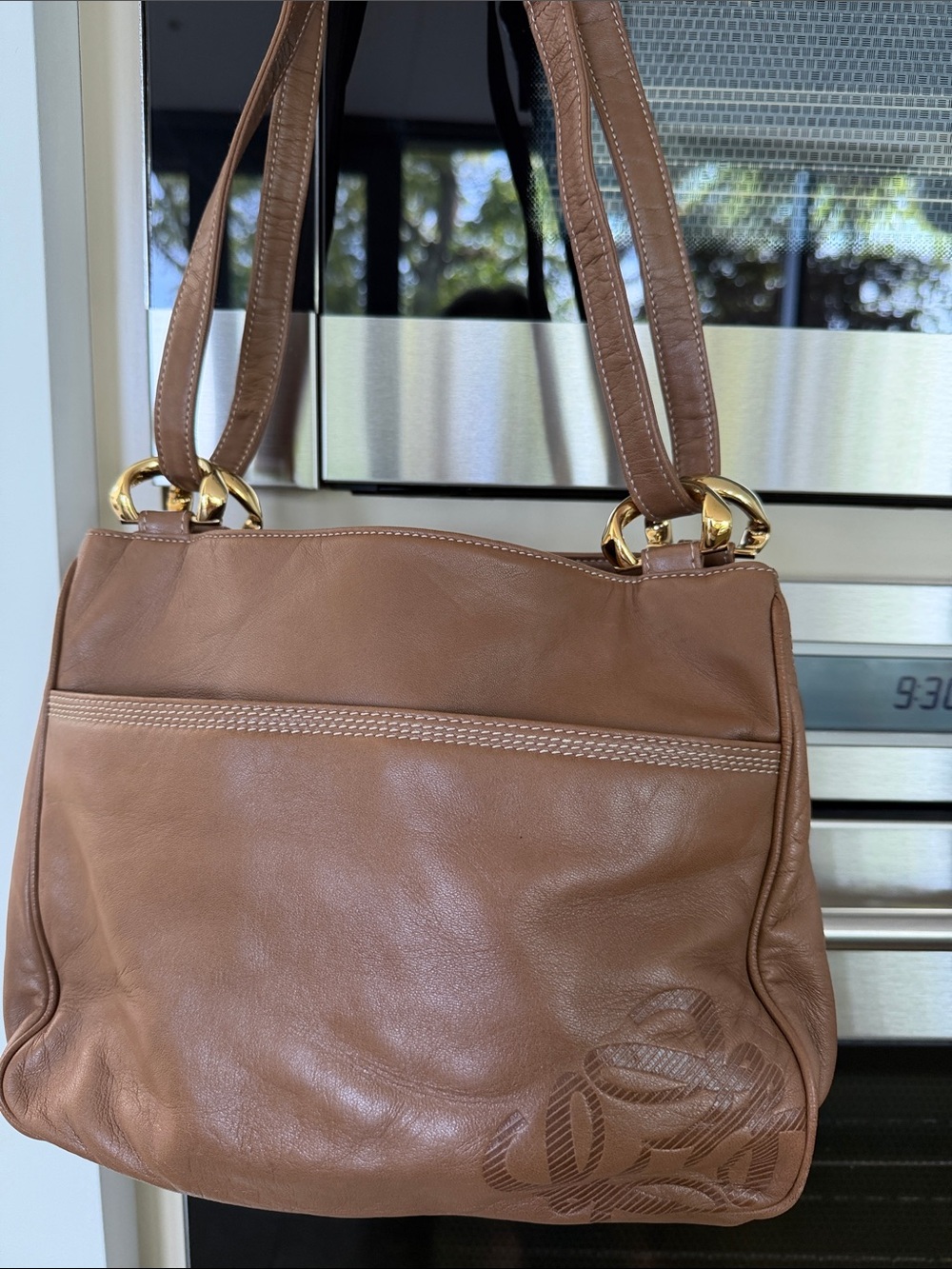 Loewe Tan Leather Shoulder Bag with Gold Hardware